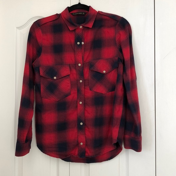 Zara Buffalo Plaid Top - Picture 1 of 8